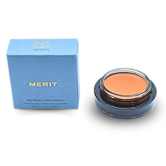 Merit Solo Shadow in Vachetta swatch shows warm matte brown for everyday looks.