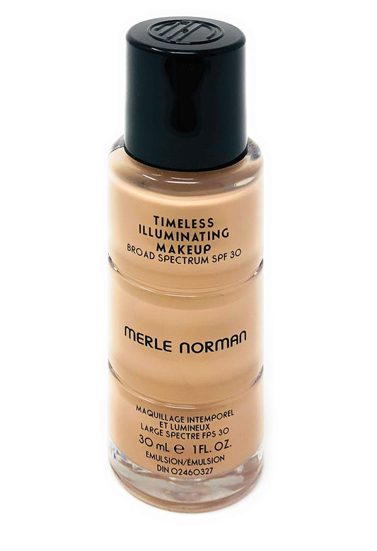 Merle Norman Timeless Illuminating Makeup Quiet Rose bottle for radiant, skin-like glow