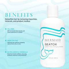 Mermaid Extension Care Seatox extension-safe formula on bottle ensures gentle cleansing.