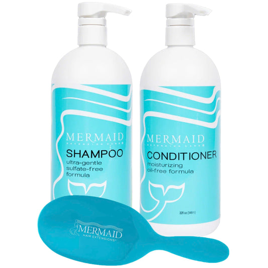 Mermaid Extension Care shampoo bottle for gentle daily cleansing of extensions.