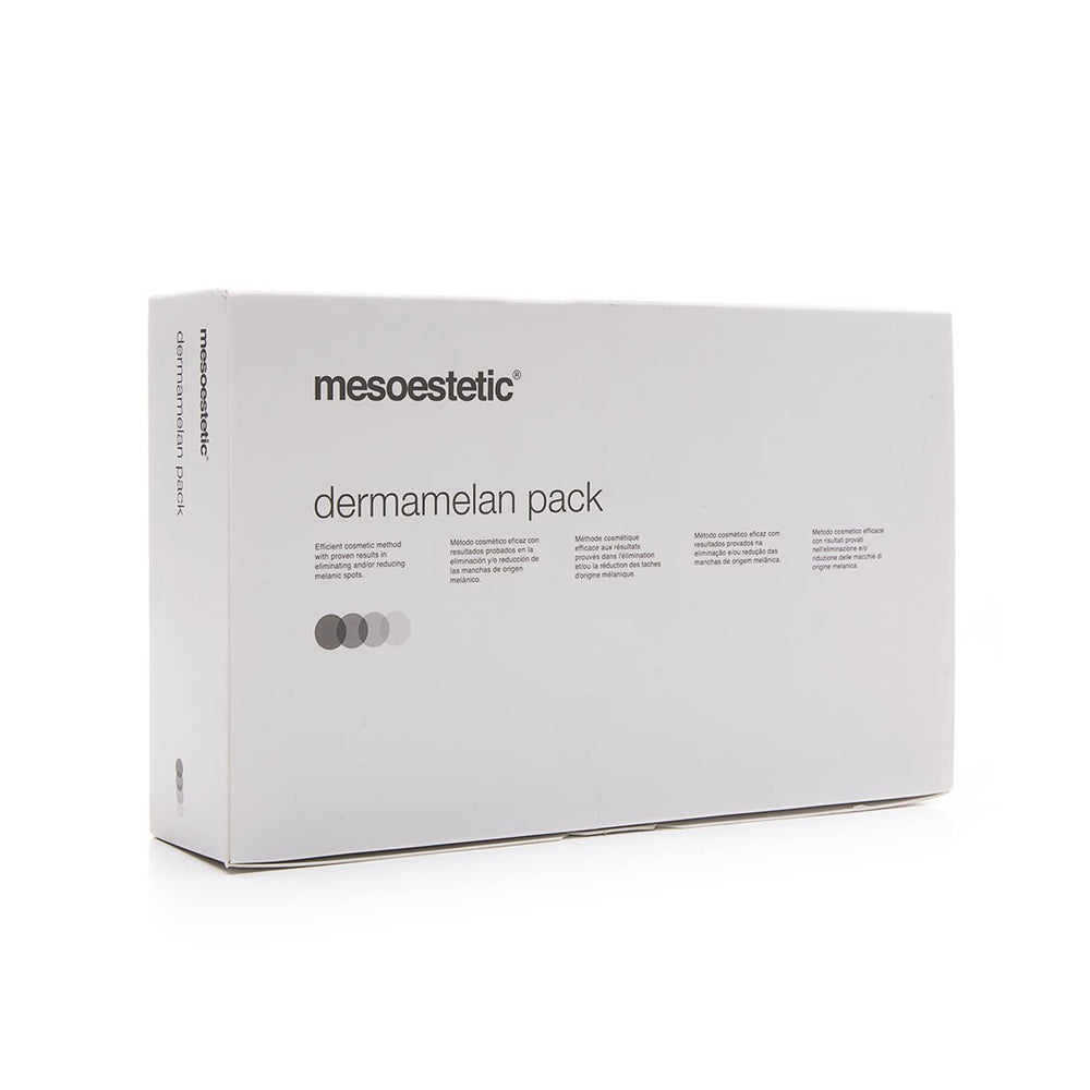 Mesoestetic Dermamelan texture application swatch demonstrates creamy consistency for easy spread.