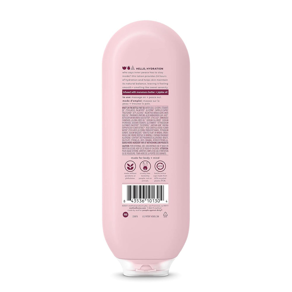 Texture on skin after applying Method Daily Lotion Pure Peace shows light hydration