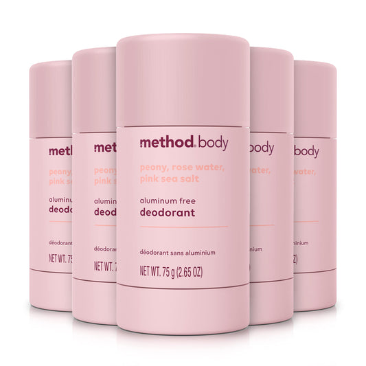 Method Pure Peace deodorant pack of five displayed for all-day freshness.