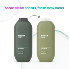 Fragrance notes of juniper and sage in Method Men wash.
