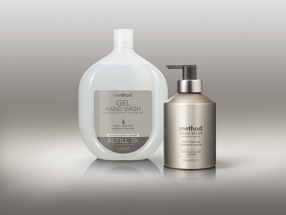Method refill in a bathroom setup demonstrates simple replenishment.