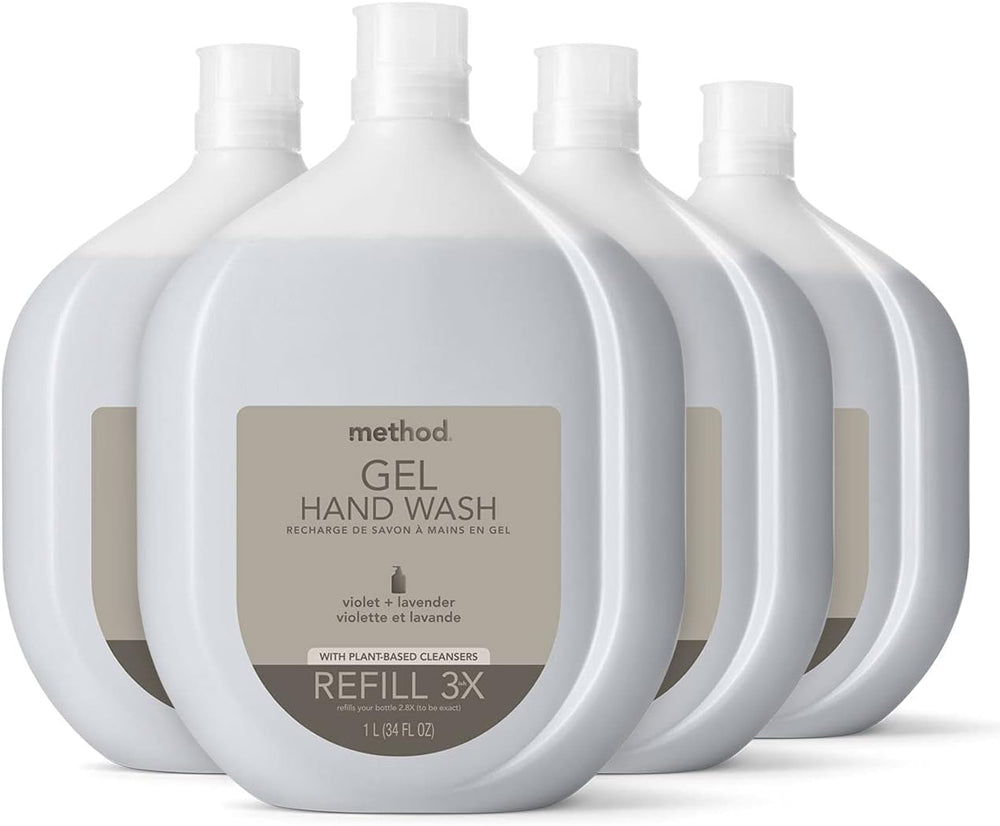 Method Premium Gel Hand Soap Refill pour to replenish your bottle with lavender fragrance.