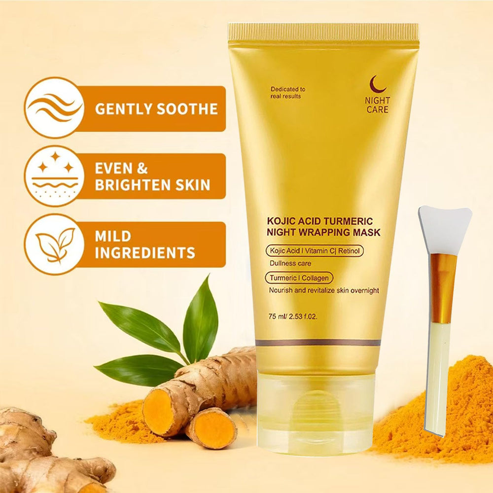 Texture close-up emphasizes creamy hydration from Metiplou Kojic Acid Turmeric Night Wrap Mask.