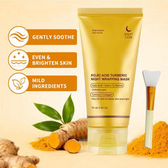 Texture close-up emphasizes creamy hydration from Metiplou Kojic Acid Turmeric Night Wrap Mask.