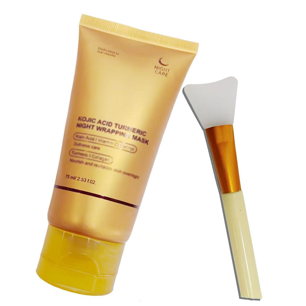 Metiplou Kojic Acid Turmeric Night Wrap Mask packaging visible for nighttime hydration.