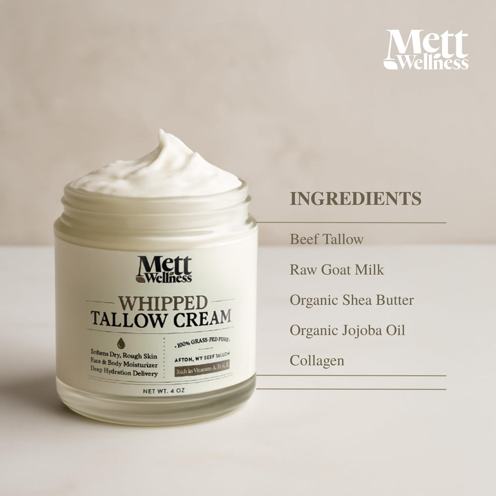 Ingredients like grass-fed beef tallow and goat milk highlighted.