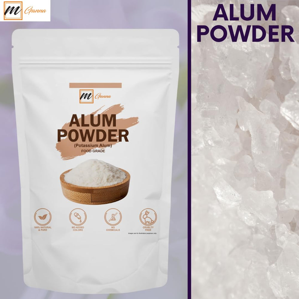 mGanna alum powder mixed in water to suggest purification and clarity.