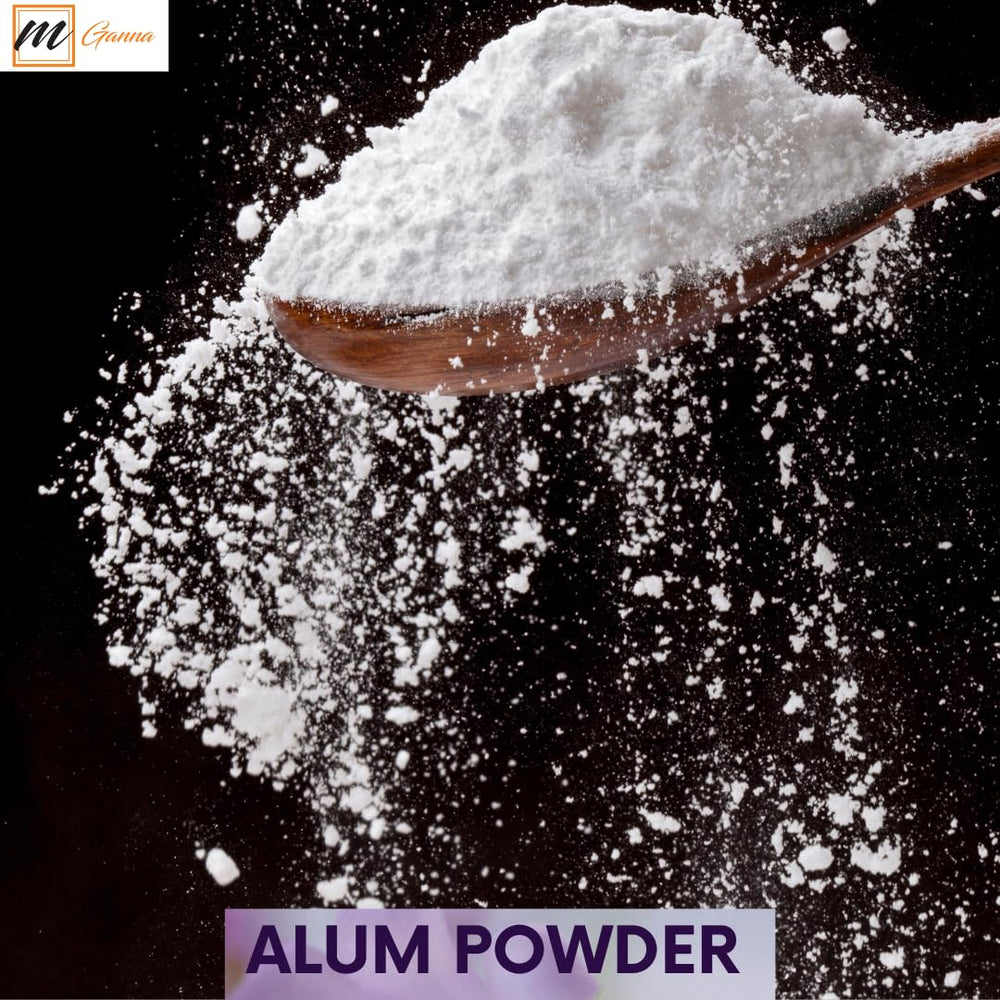 mGanna alum powder in a resealable pouch highlighting freshness.