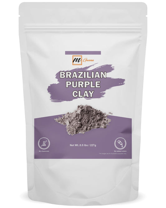 mGanna Brazilian Purple Clay packaging signaling natural skincare ingredients