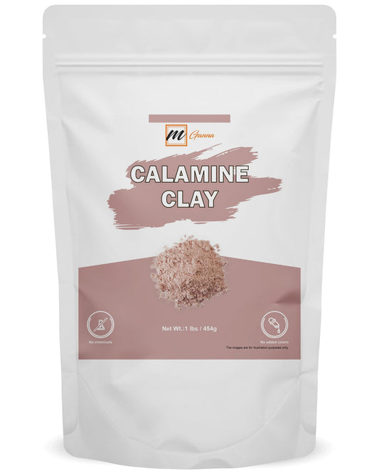 mGanna Calamine Clay Powder packaging close-up, ideal for DIY skincare preparation.