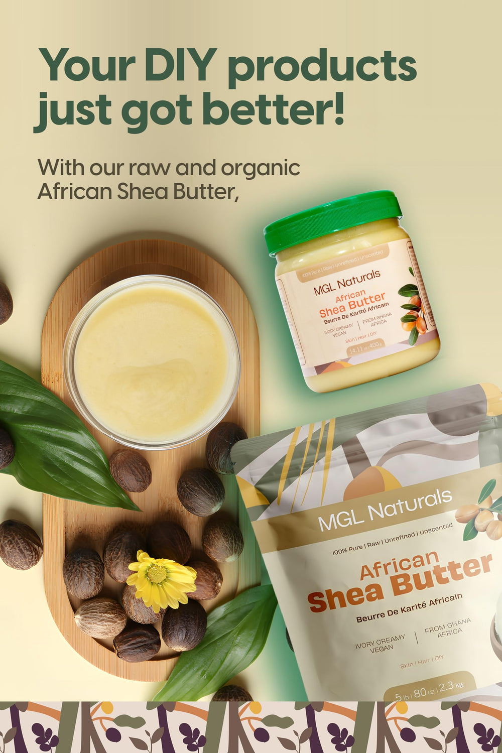 MGL Naturals Shea Butter Ghana origin highlights sustainable, traditional sourcing.