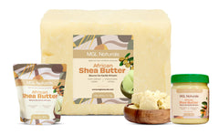 MGL Naturals unscented shea butter melting on palm for easy use