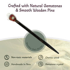 Mia Jewel Shop chonta wood hair stick closeup enhances natural boho texture