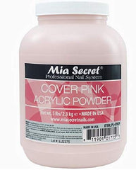 Mia Secret 5 lbs cover pink acrylic powder closeup showing smooth blend for durable nails.