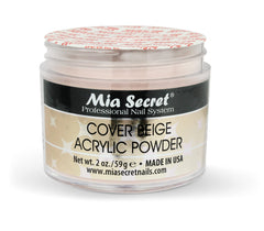 Mia Secret beige acrylic powder swatch showing seamless blend with natural nail