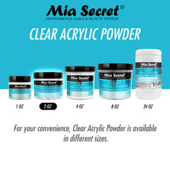 Mia Secret 2oz clear acrylic powder bottle for convenient size options.