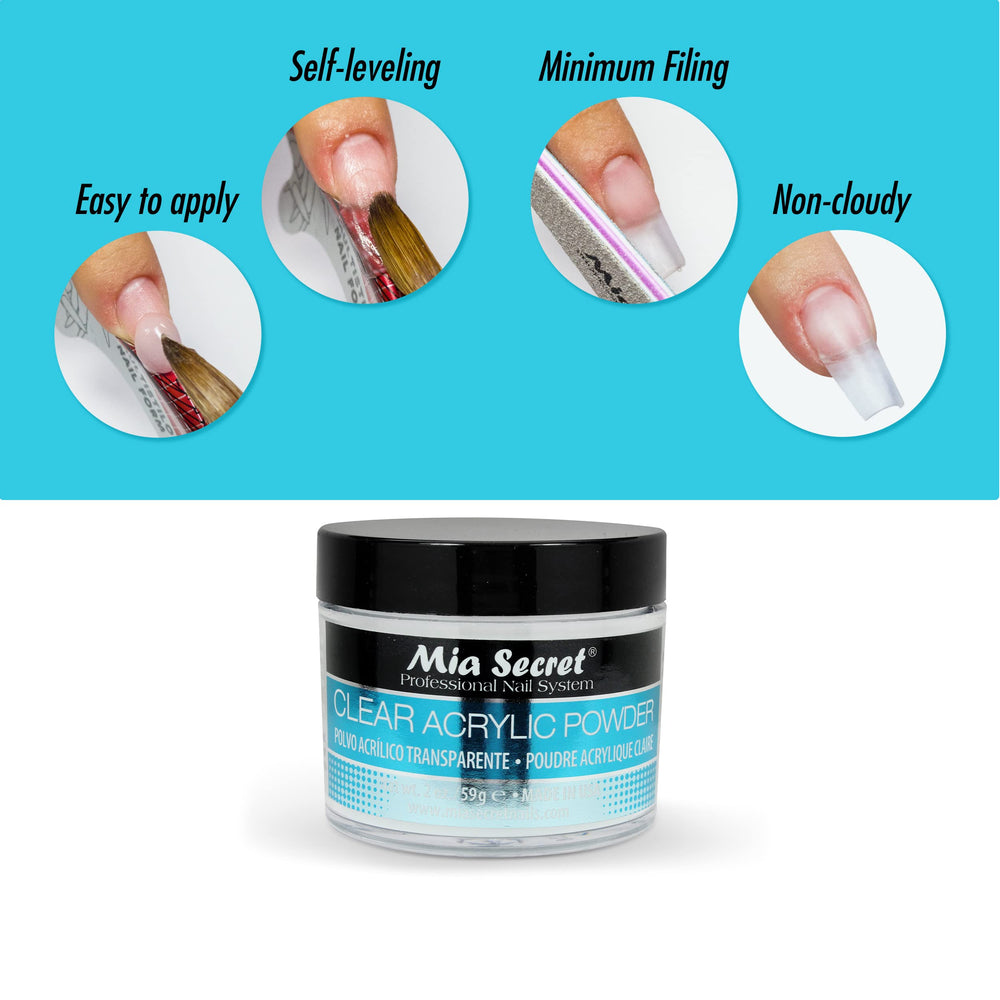 Mia Secret powder compatible with gel systems for versatile looks.