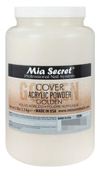 Mia Secret Cover Golden acrylic powder front view for smooth, long-lasting salon nails.