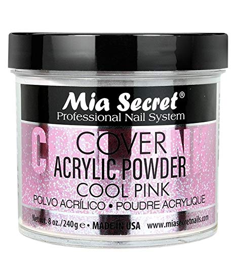 Mia Secret cover powder in cool pink 8 oz packaging for salon and home use.