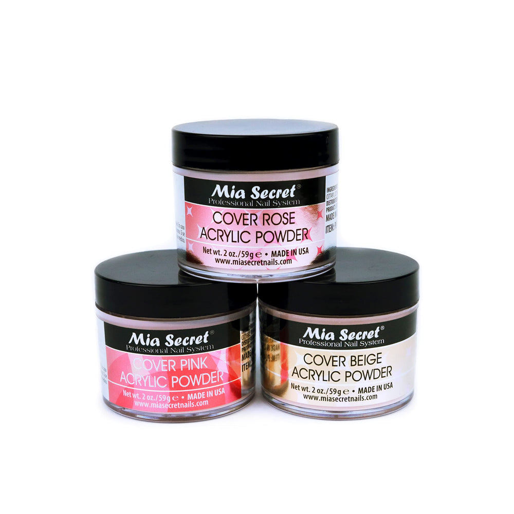 Mia Secret cover powder Pink shade demonstrates smooth application for soft pink nails.