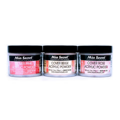 Mia Secret cover powder Rose shade on nails, showing natural-looking coverage.