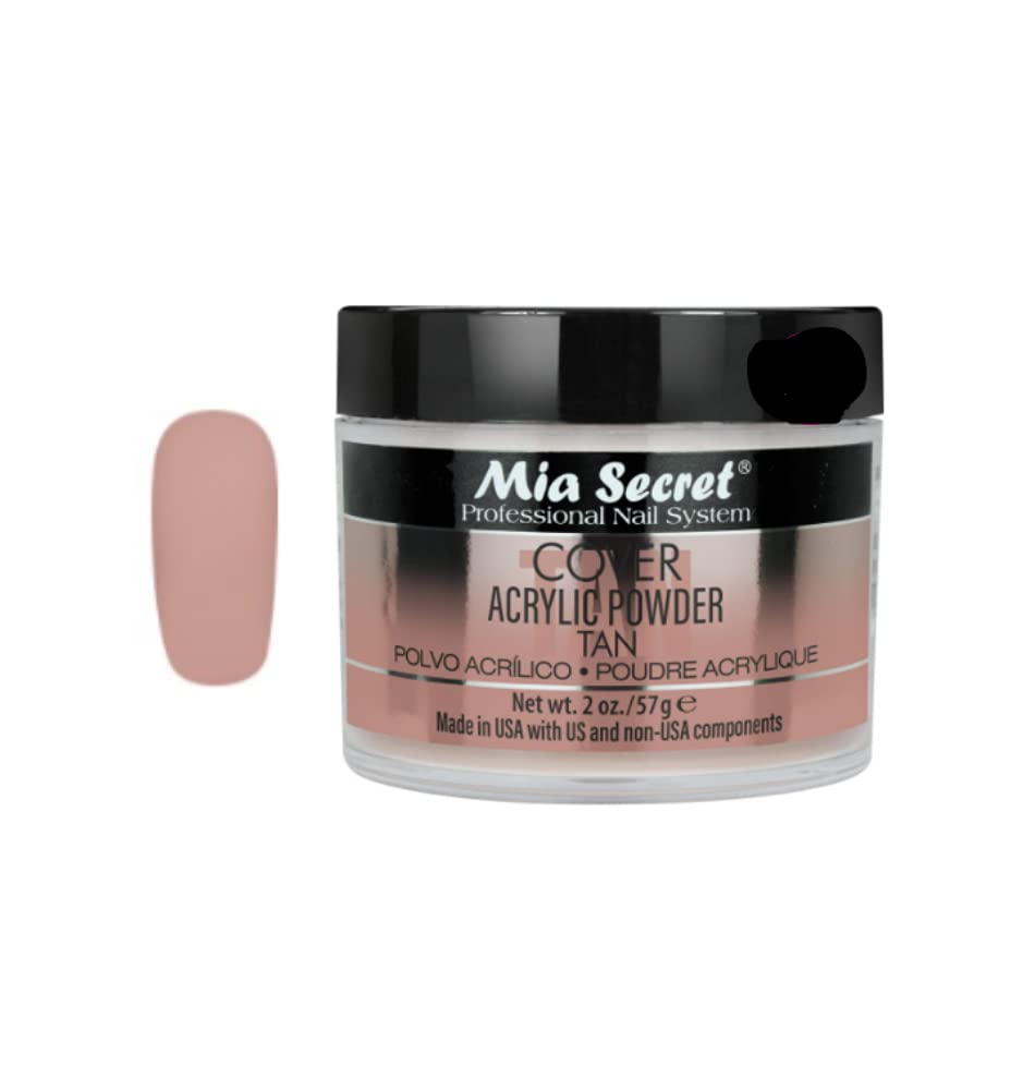 Mia Secret Cover Tan acrylic powder ready for translucent encapsulation on nails
