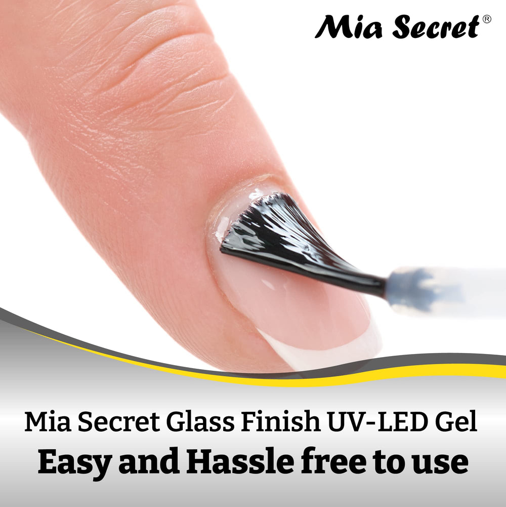 Mia Secret Glass Finish on natural nail for seamless glossy manicure.