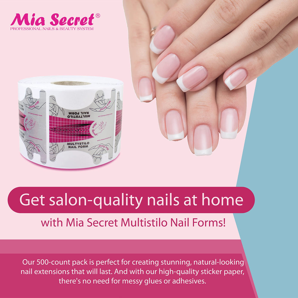 Mia Secret Multistilo nail forms with a firm surface support precise applications.