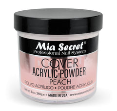 Mia Secret Peach Cover Acrylic Powder in a jar for smooth peach-toned nails.