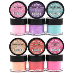 Mia Secret Sweet nail powder packaging shows six quarter-ounce jars for easy at-home manicures.