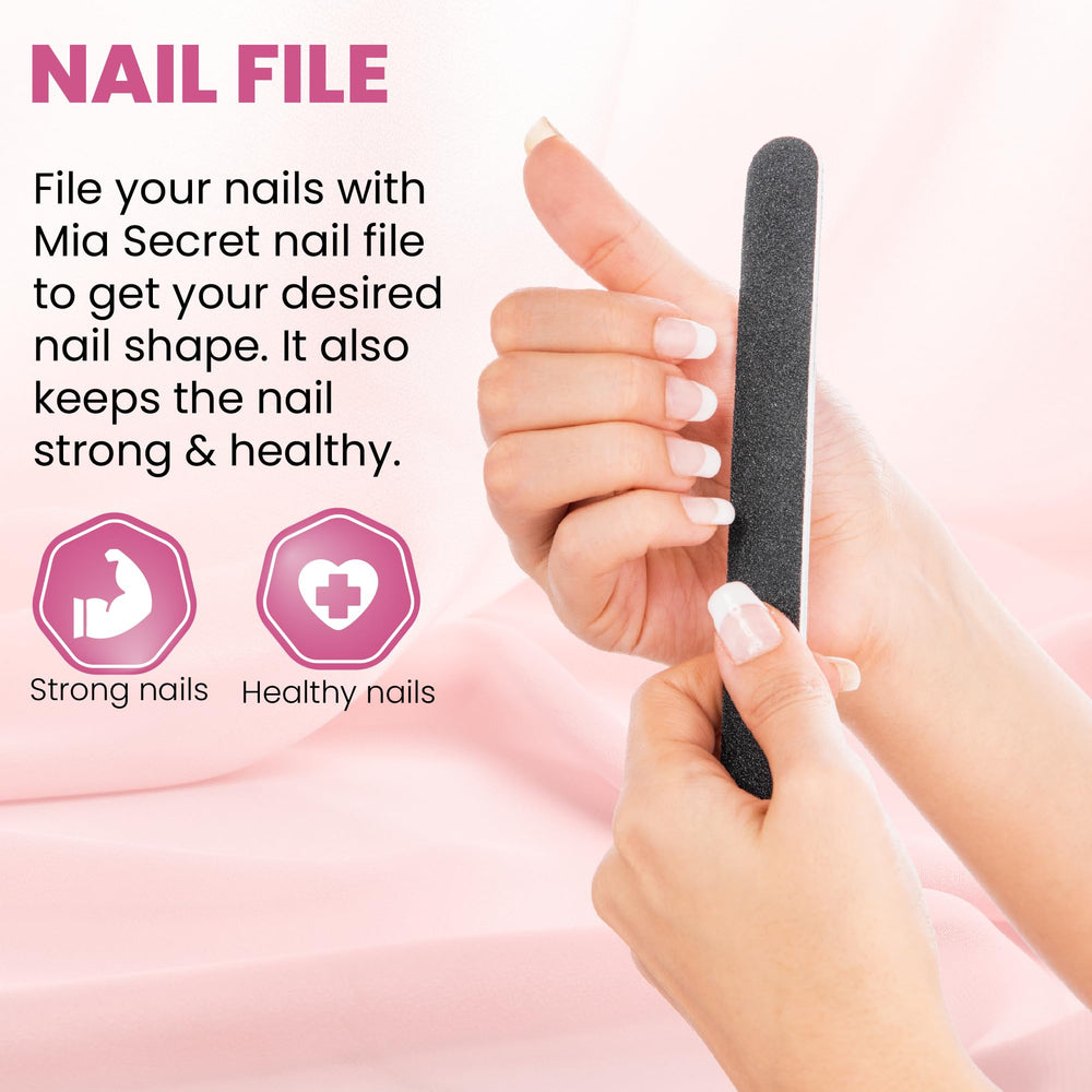 Mia Secret top coat bottle image suggests lasting shine and protection