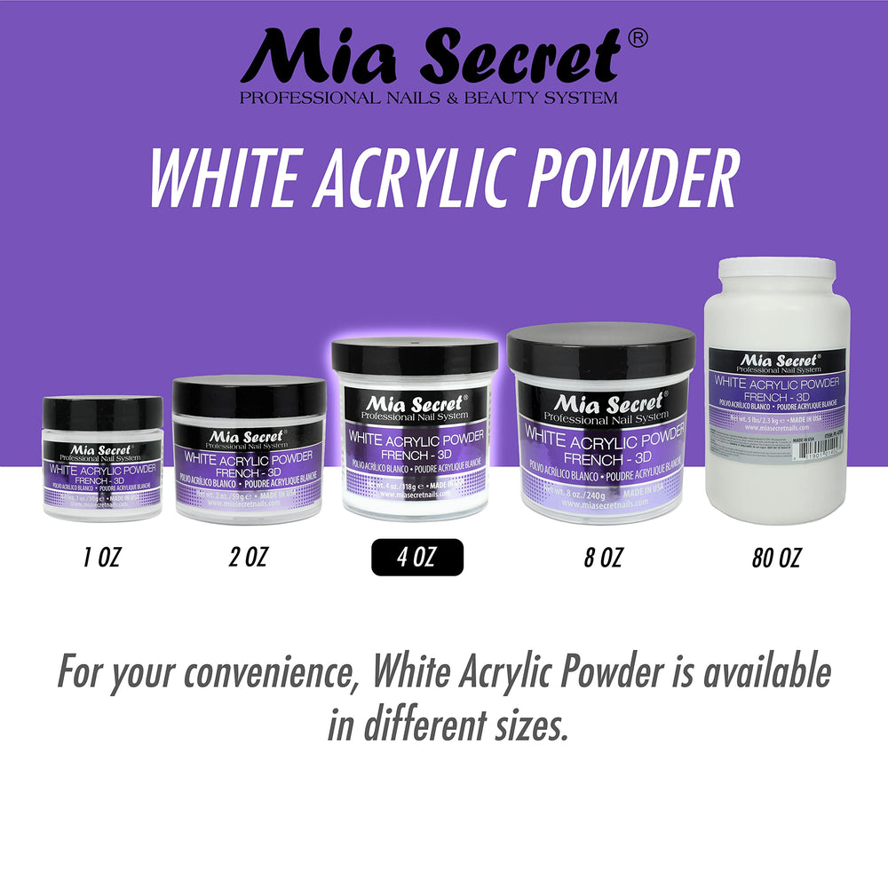 Mia Secret White Acrylic Powder for elegant French manicure precision.