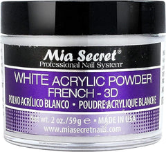 Mia Secret White French 3D Acrylic Powder for crisp tips and elegant 3D art