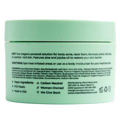 Miami Beach Bum mint cream texture close-up showing creamy consistency for soothing hydrated skin.