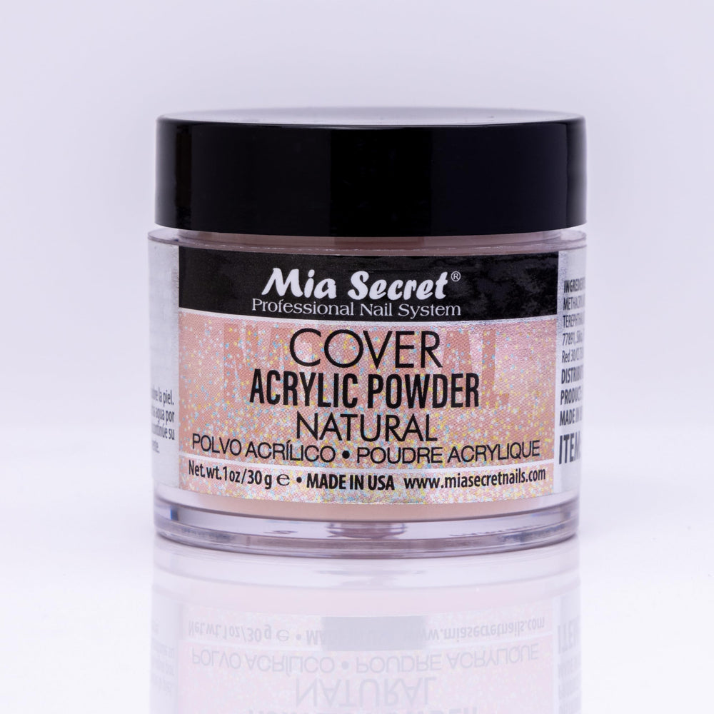 Mia Secret Cover Natural acrylic powder in a 2 oz bottle ready for smooth extensions