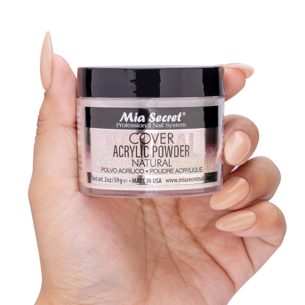 Close-up texture of Mia Secret Cover Natural powder shows ideal consistency for precise application