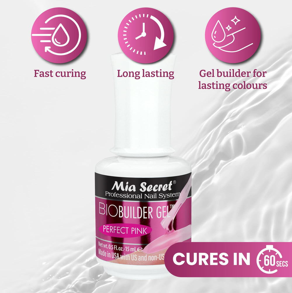 Mia Secret Bio Builder Gel Perfect Pink nail extension ready for sculpting
