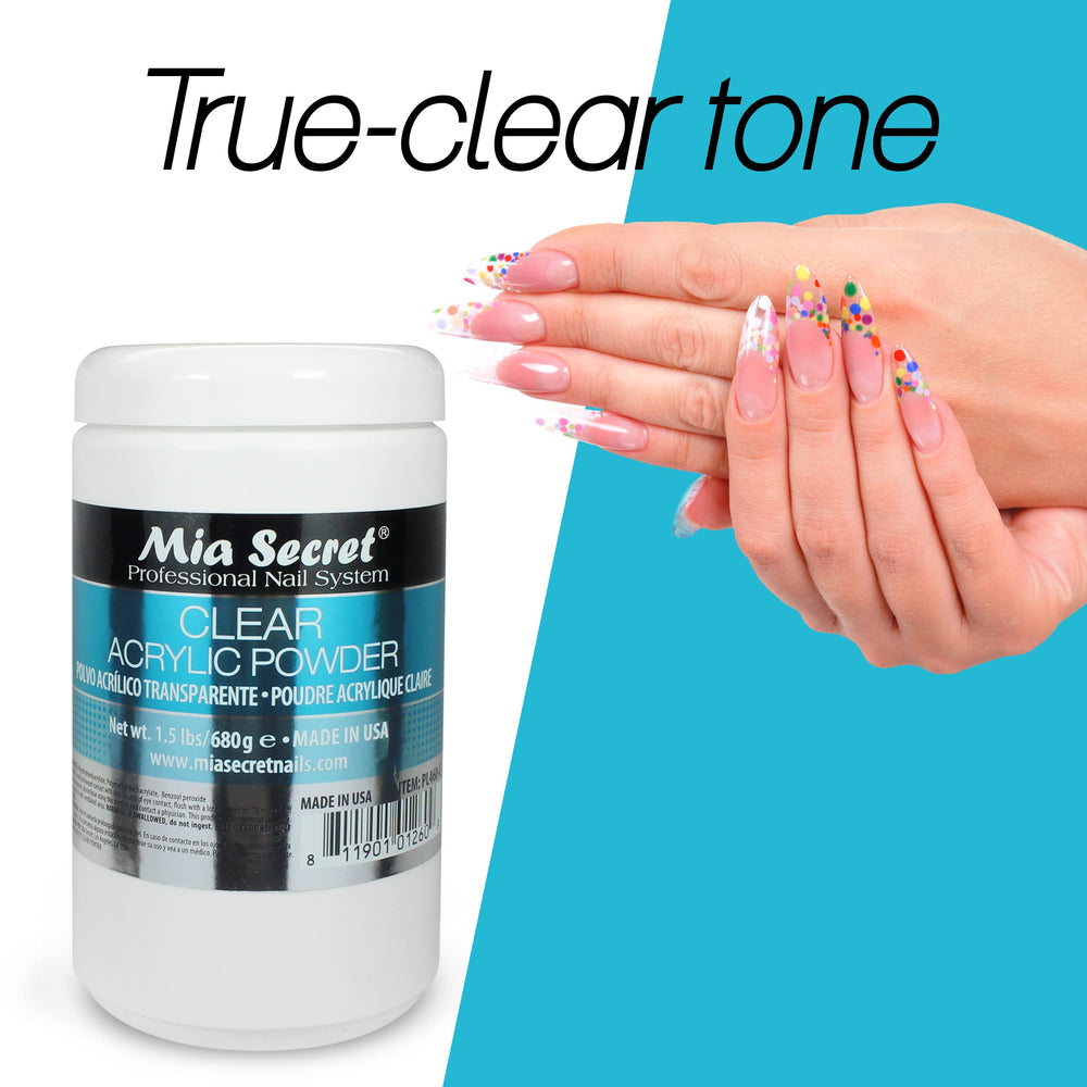 Mia Secret Clear Acrylic Powder self-leveling helps faster, cleaner nail application