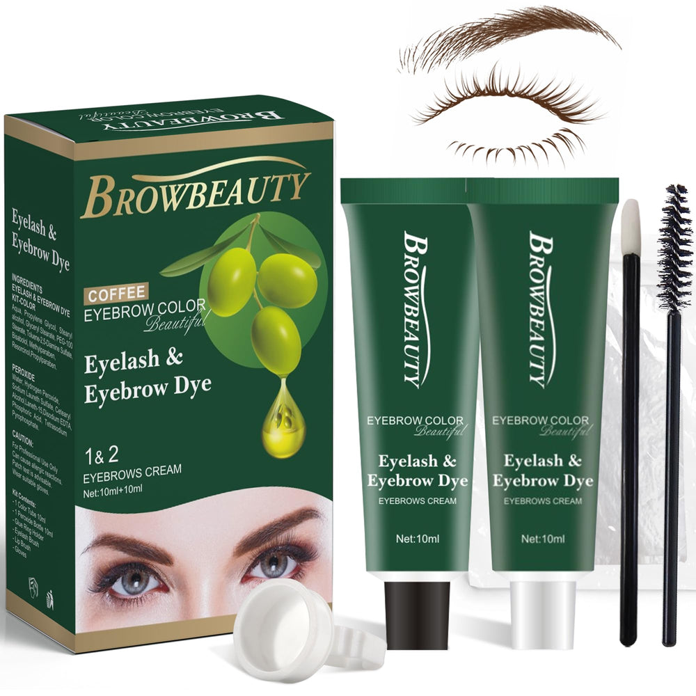 MIBYLEN lash and brow color kit with olive oil packaging, for safe, long-lasting color at home.