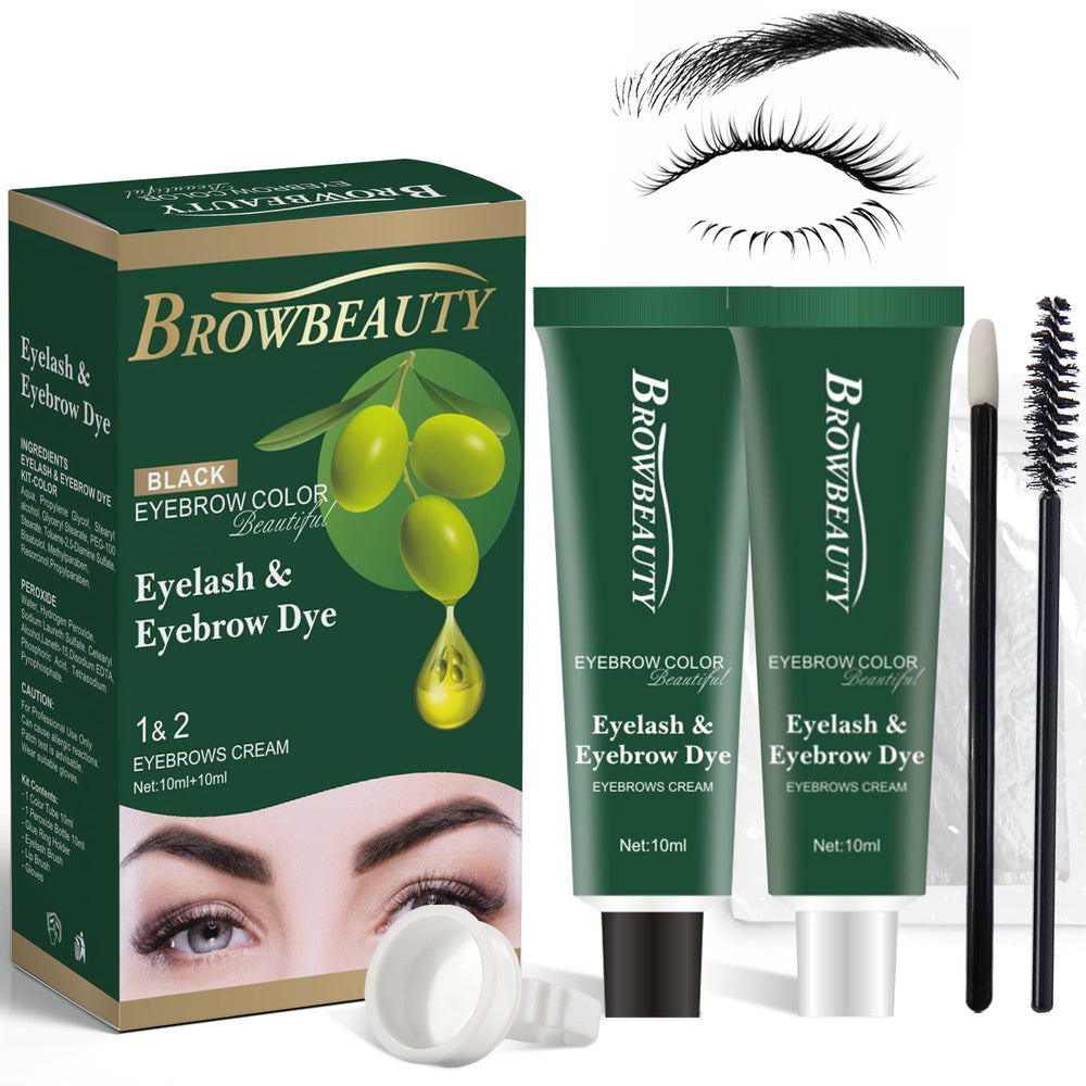 MIBYLEN lash-brow color kit setup with olive oil for easy at-home use