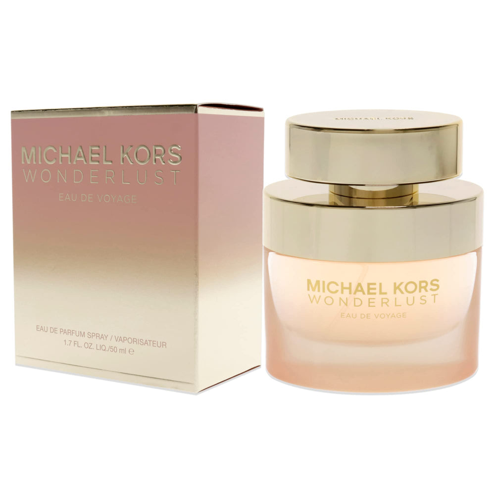 Michael Kors Wonderlust EDP spray action showing easy application and long-lasting aroma.