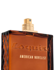 Michael Malul Esquire bottle side view with refined leather mood.