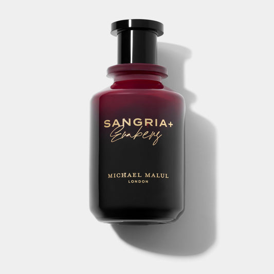 Michael Malul Sangria+Embers bottle front glow highlights warm amber notes for evening wear