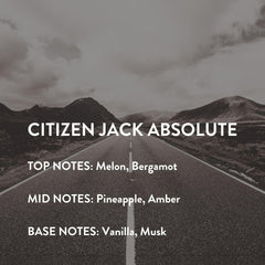Travel trio of 10ml fragrances beside full-size Citizen Jack Absolute