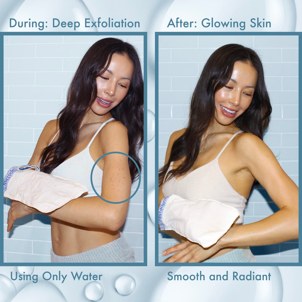 MicrodermaMitt used for pre-tan prep to remove old tan