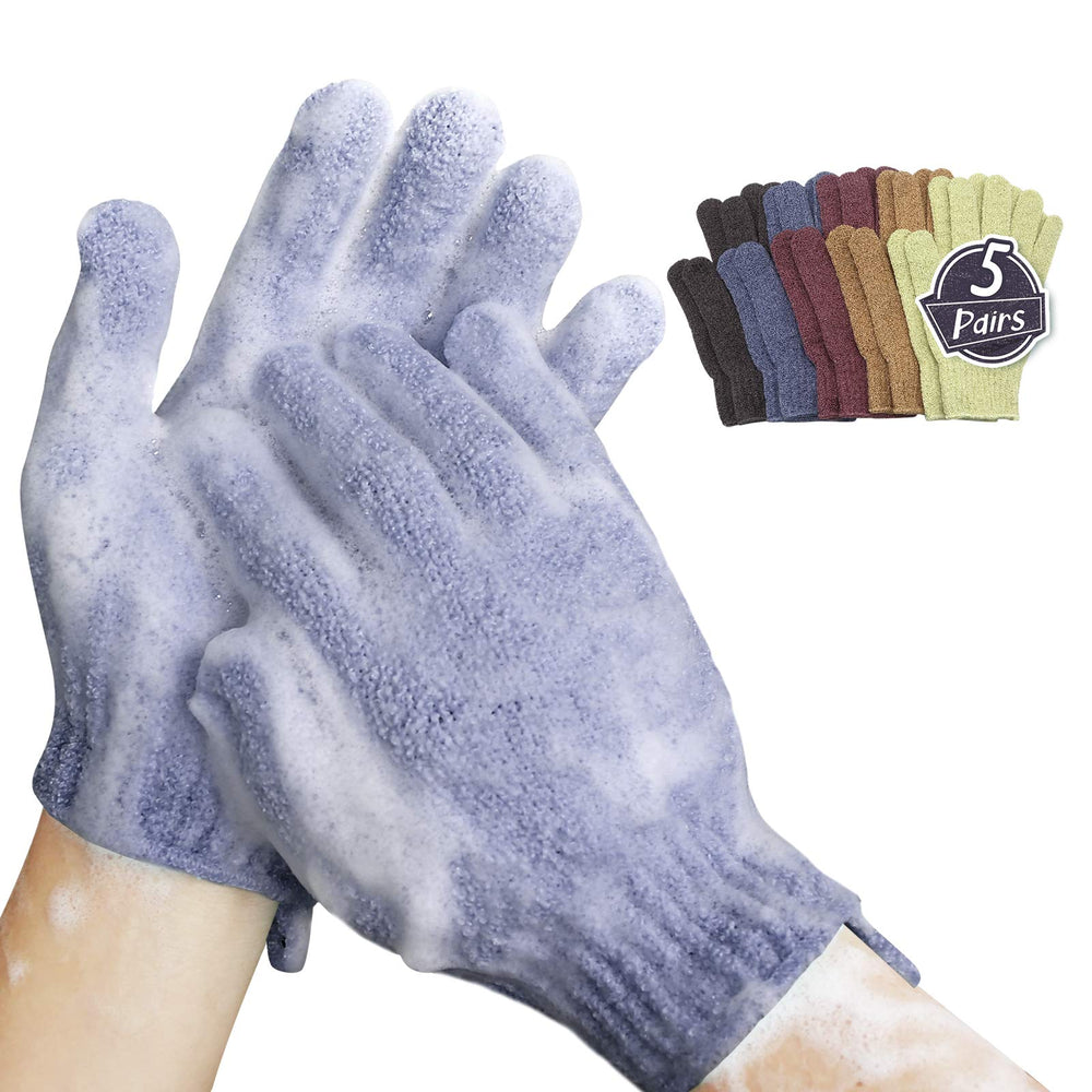 MIG4U shower exfoliating glove pack five colors close-up of textured surface for deep cleansing